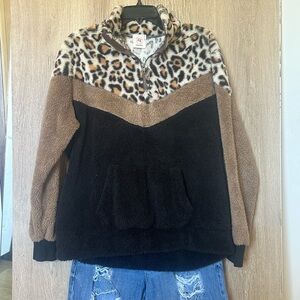 Leopard Print Fleece Pullover